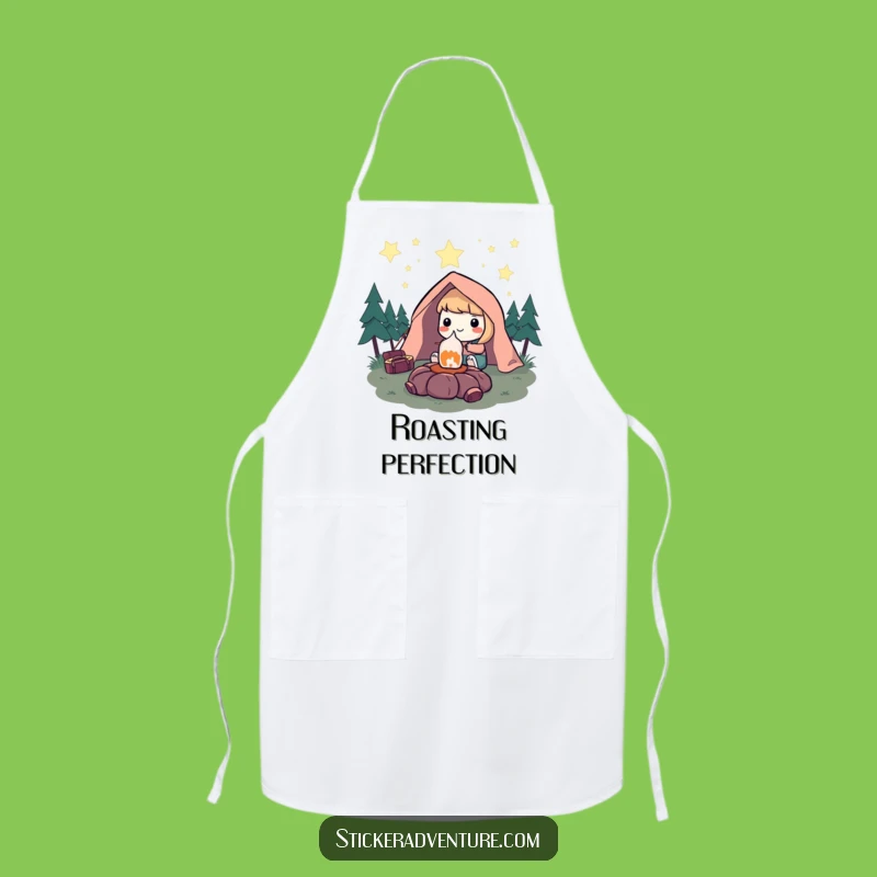Funny Camping Marshmallow Apron: Camp Chef's Delight, Keep Clean with Humor