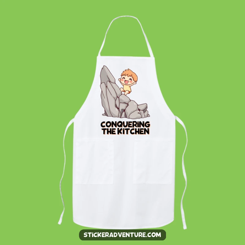 Funny Cliff Scaling Character Apron: Cook Up Some Laughs!