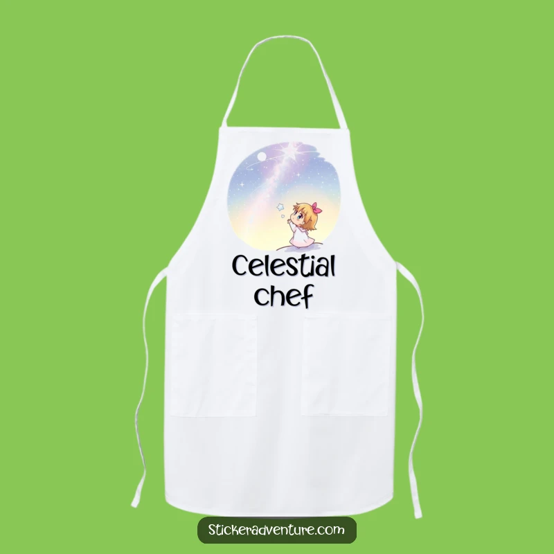 Funny Stargazer Apron: Joyful Character Admires Stars, Kitchen Funny Gift
