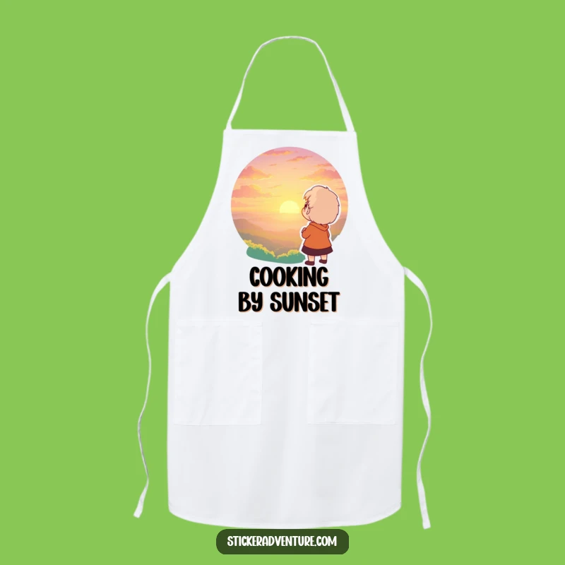 Funny Sunset Awe Apron: Character Kitchen Moment Cooking Gift