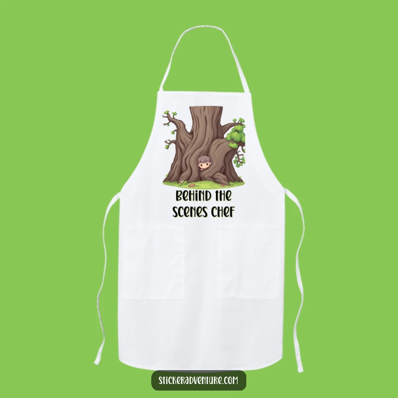 Funny Tree Peeker Apron: Cook Up Some Playful Secrets!