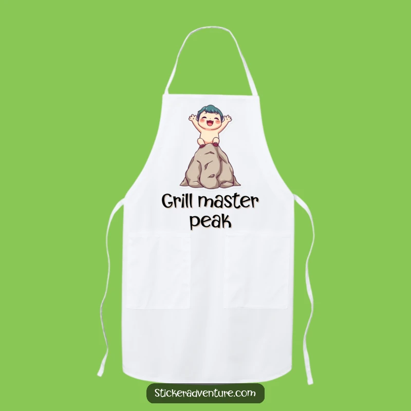 Funny Climbing Character Apron: Cook with Determination, Fun Kitchen Gift