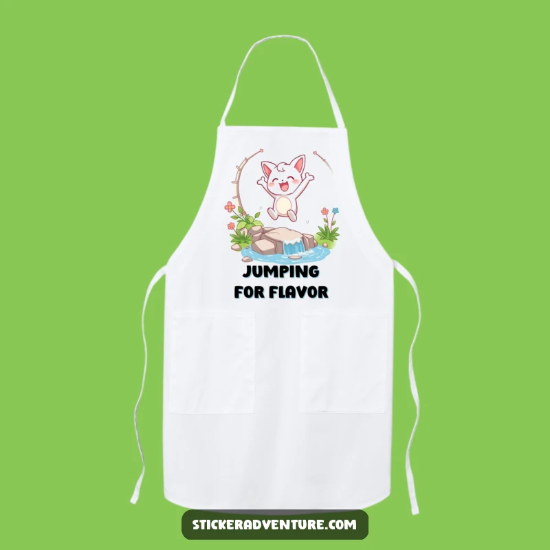 Funny Stream Leap Apron: Cook with Celebratory Flair!