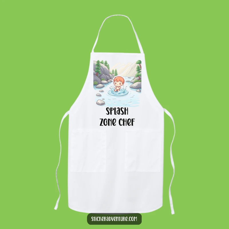 Funny Splashing Figure Apron: Cook with Mountain Stream Charm