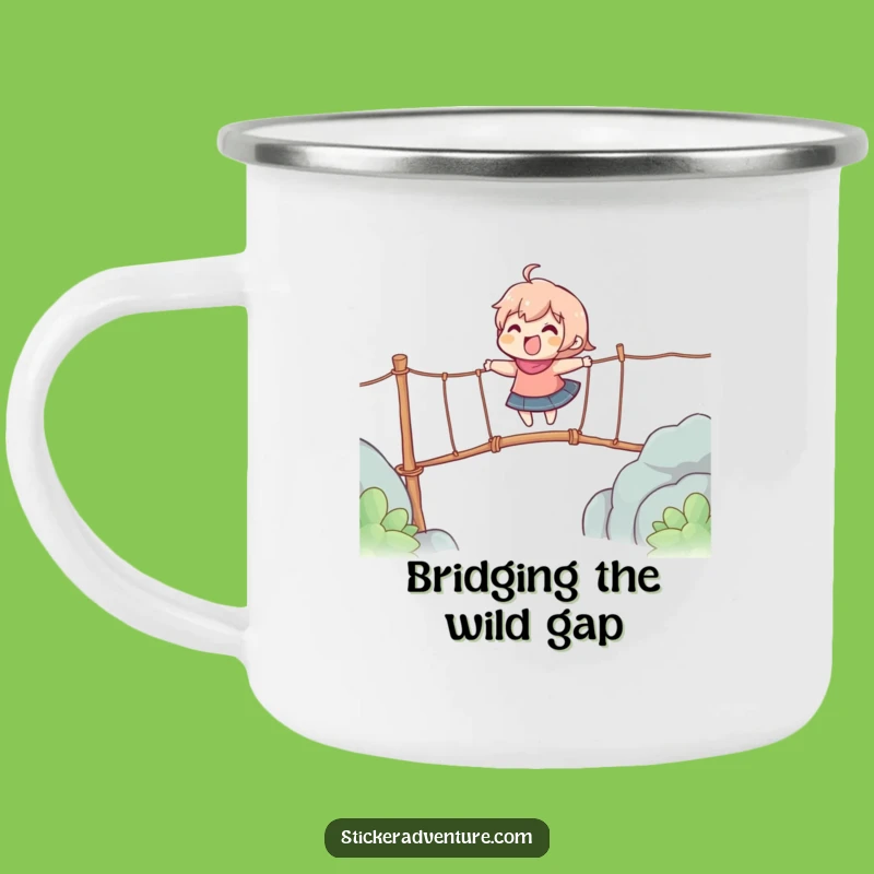 Funny Rope Bridge Crossing Camping Mug: Adventure in Every Sip!