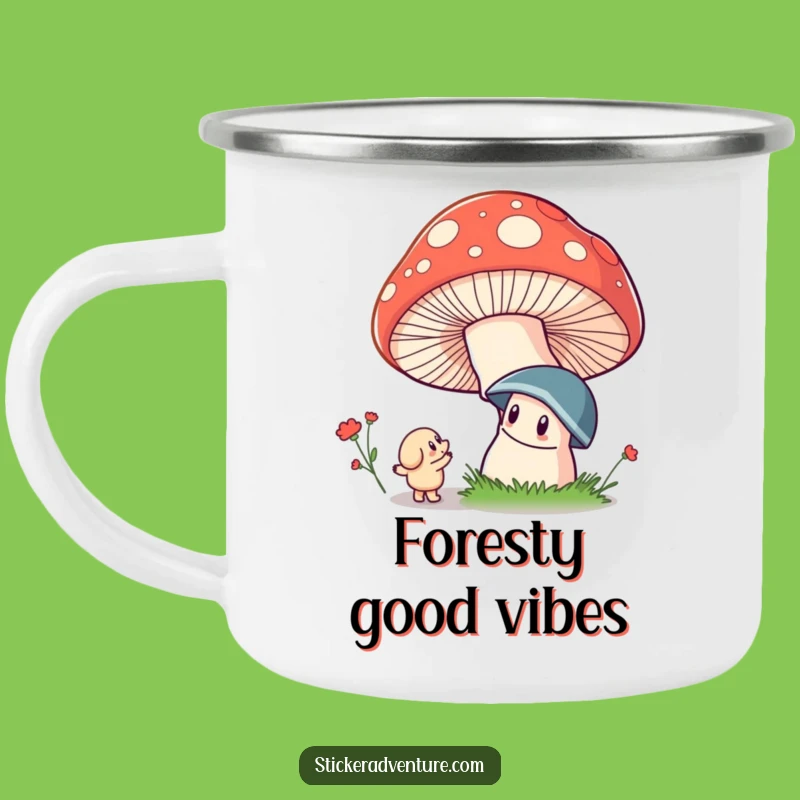Durable Funny Forest Camping Mug: Whimsical Character, Mushroom Magic, Outdoor Funny Gift