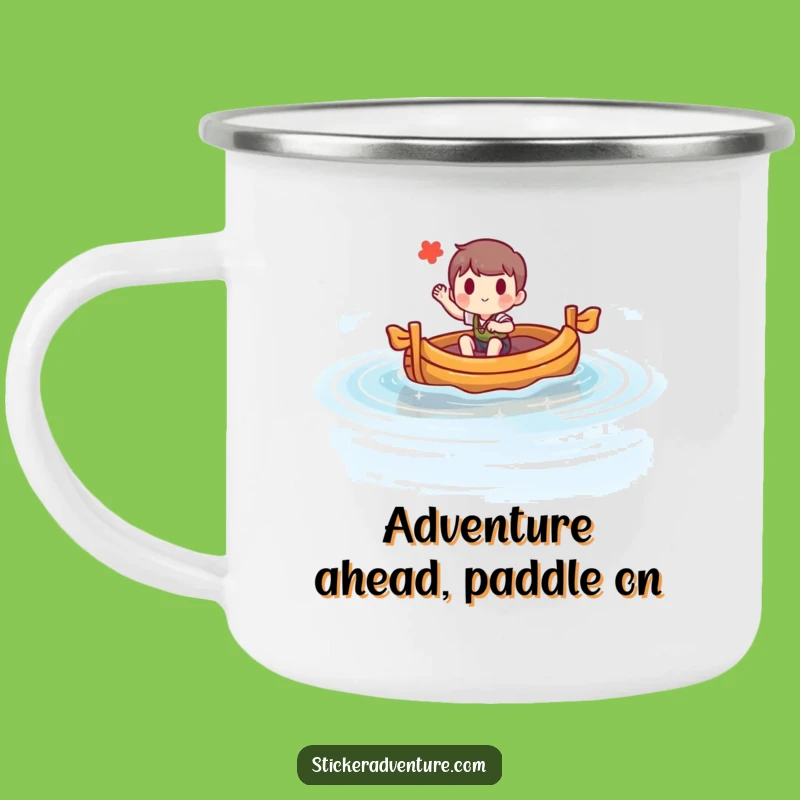 Funny Raft Lake Camping Mug: Cheerful Character Outdoor Adventure Gift