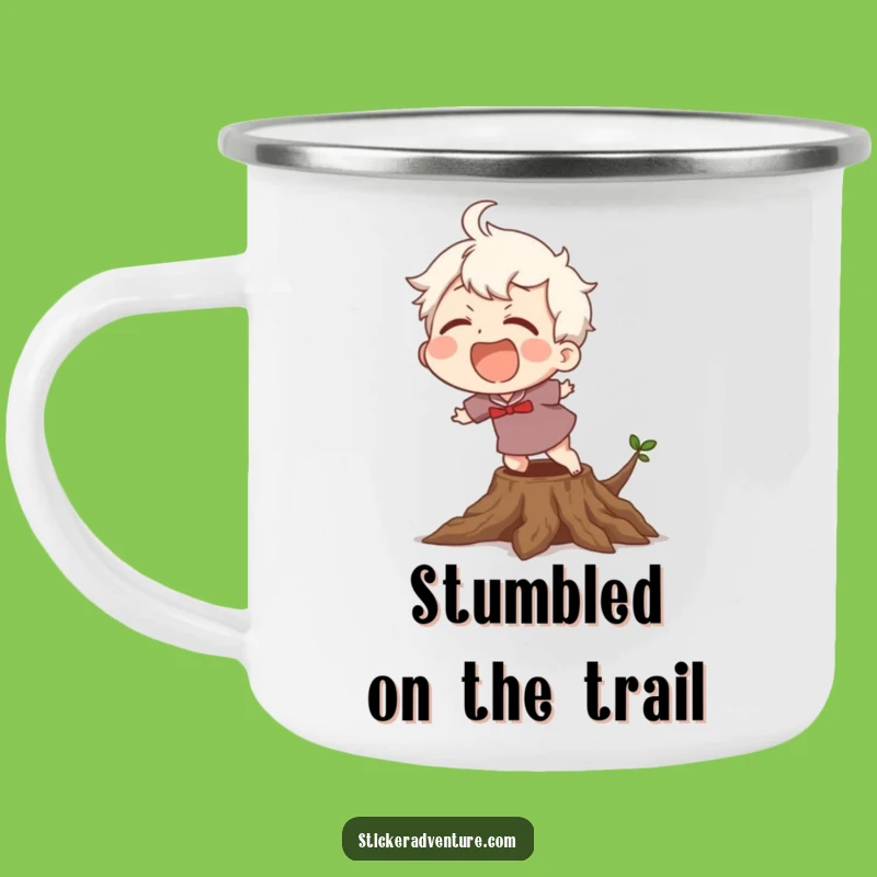 Funny Tripping Camping Mug: Laughing Character's Outdoor Fun, Rugged Funny Gift!