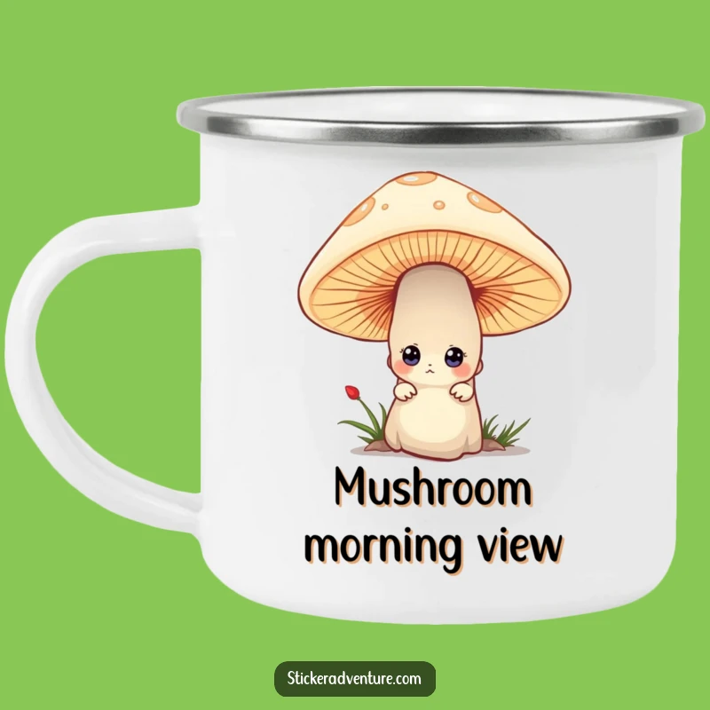 Funny Mushroom Peek Camping Mug - Whimsical Outdoor Companion Gift