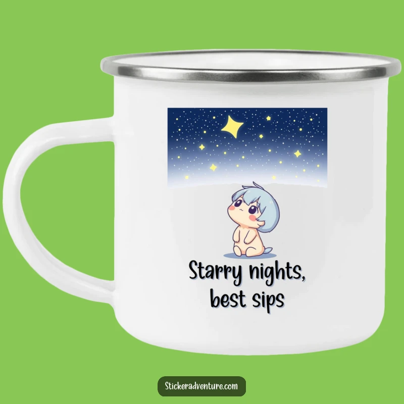 Funny Starry Night Sky Camping Mug: Celestial Humor for Your Outdoor Sips.