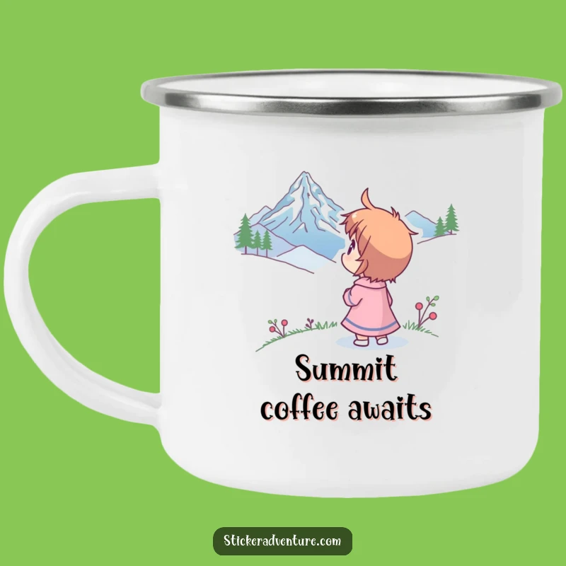 Funny Mountain Peak Wonder Camping Mug: Adventure Fuel with Hilarious Awe.