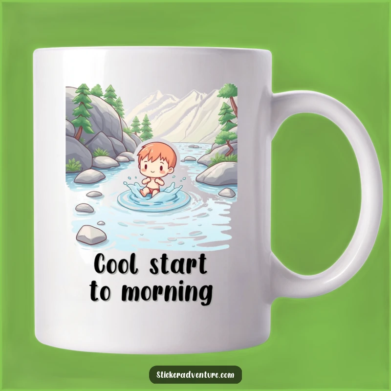 Funny Splashing Figure Mug: Charming Mountain Stream Fun for a Funny Gift
