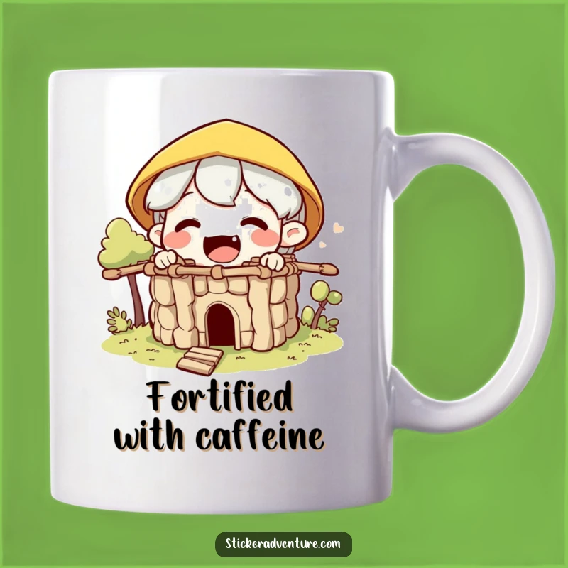 Funny Builder Character Mug: Excited Fort Building Humor, Perfect Gift