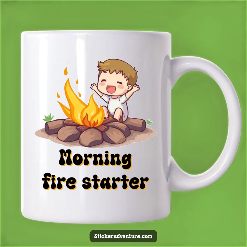 Funny Campfire Fire Starter Mug: Enthusiastic Subject Ignites Fun, Perfect Funny Gift