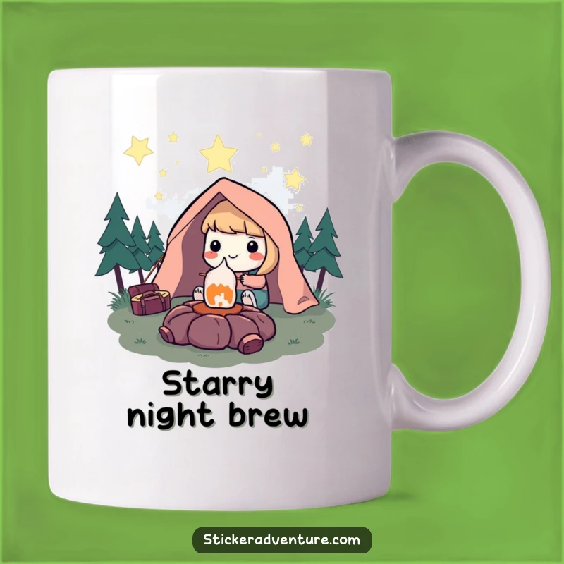 Funny Camping Marshmallow Mug: Starry Night Smiles, Cozy Funny Gift
