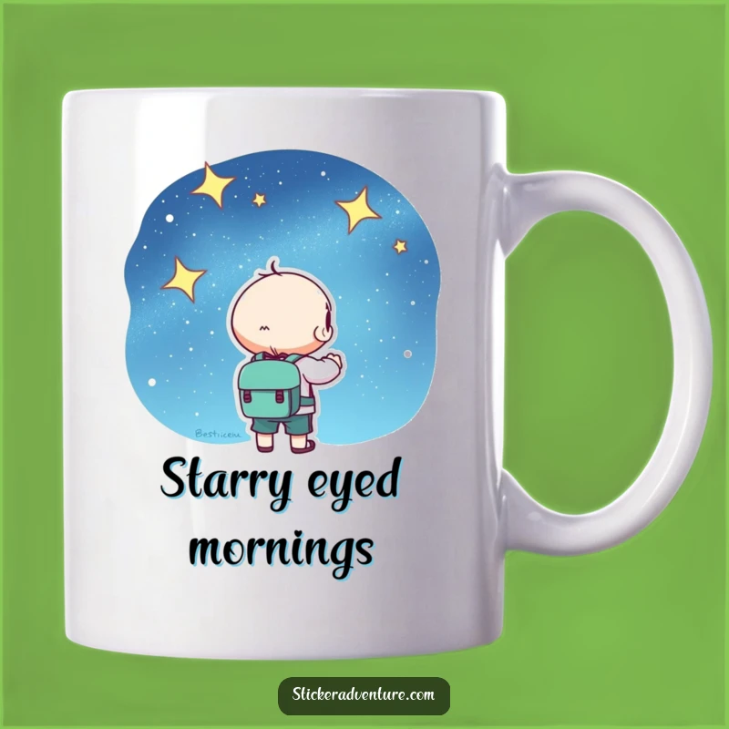 Kawaii Starry Sky Mug: Adorable Backpack Character, a Dreamy Funny Gift