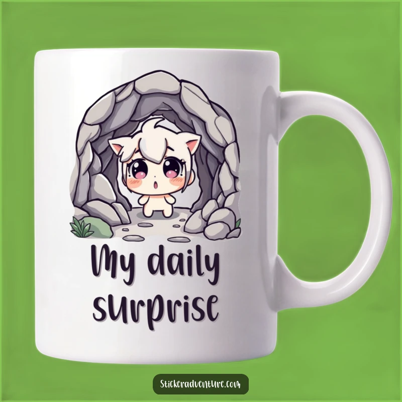 Funny Cave Discovery Mug: Surprised Character's Adventure, Great Funny Gift
