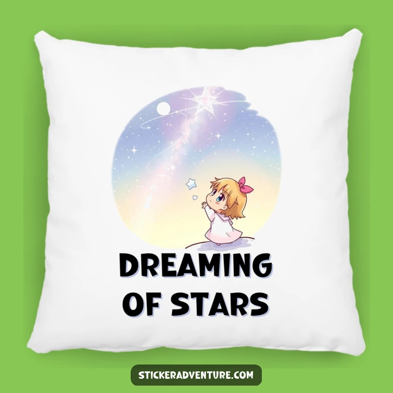 Funny Stargazer Pillow: Joyful Character Admires Stars, Cozy Funny Gift