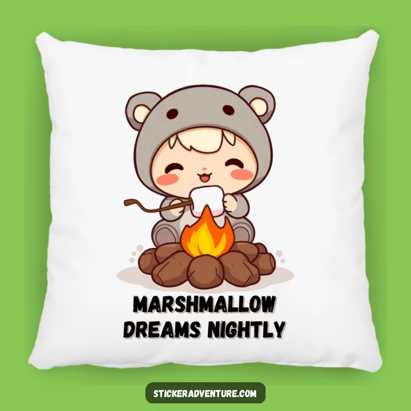 Funny Roasting Marshmallow Pillow: Cozy Comfort with Cute Campfire Humor.
