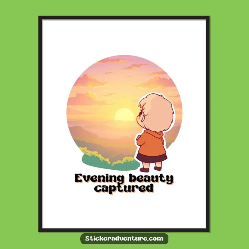 Funny Sunset Awe Digital Art Print: Character Breathtaking Decor