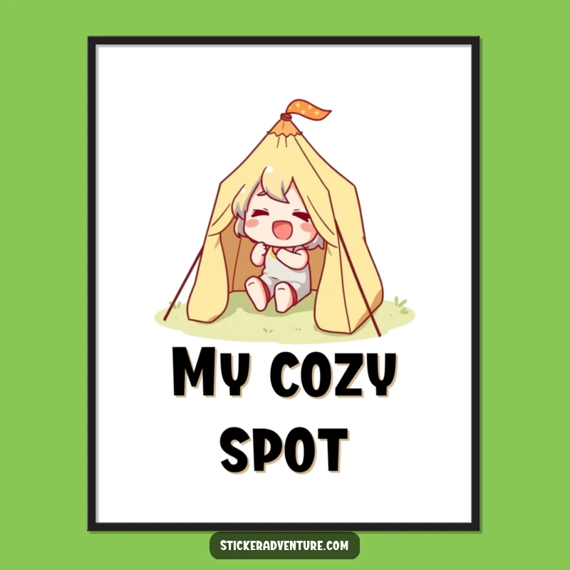 Funny Happy Camper Digital Print: Instant Outdoor Joy for Your Space