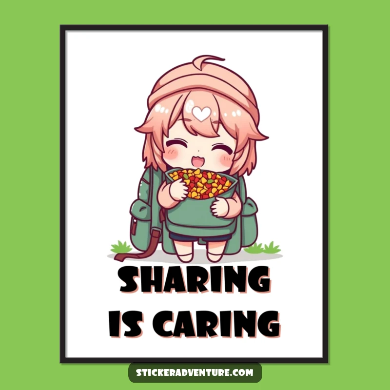 Funny Trail Mix Art Print, Backpack Character Wall Decor, Instant Gift