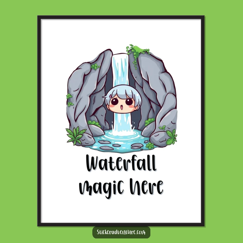 Funny Waterfall Surprise Digital Print: Instant Nature's Wonder for Your Space