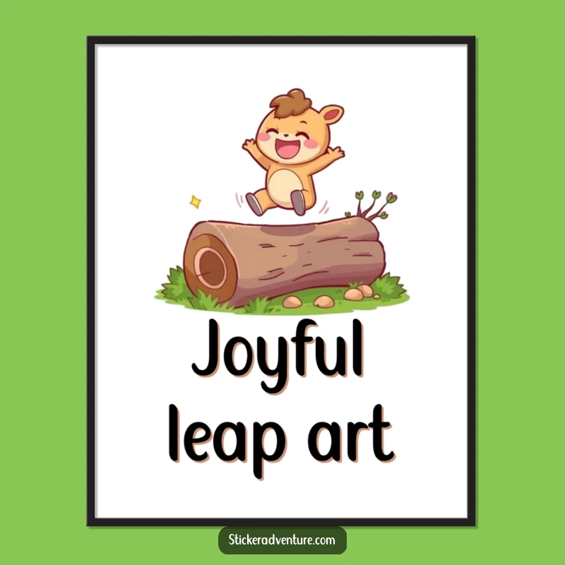 Funny Joyful Leaping Character Digital Art Print - Instant Cheerful Decor
