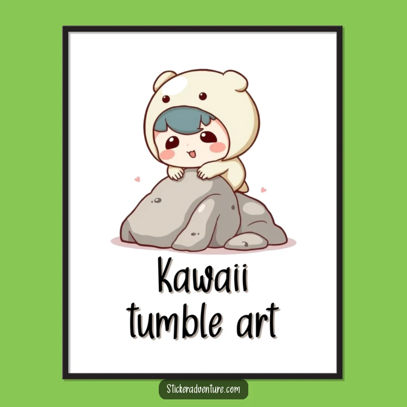 Funny Tripping Kawaii Character Digital Art Print - Instant Adorable Decor