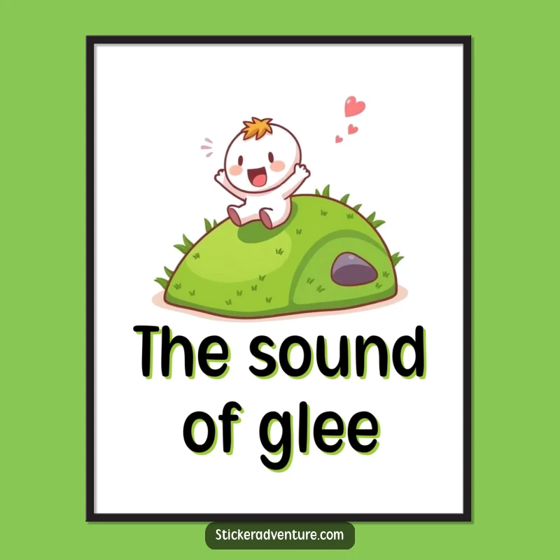 Funny Hill Slide Digital Art: Instant Download of Gleeful Character Fun