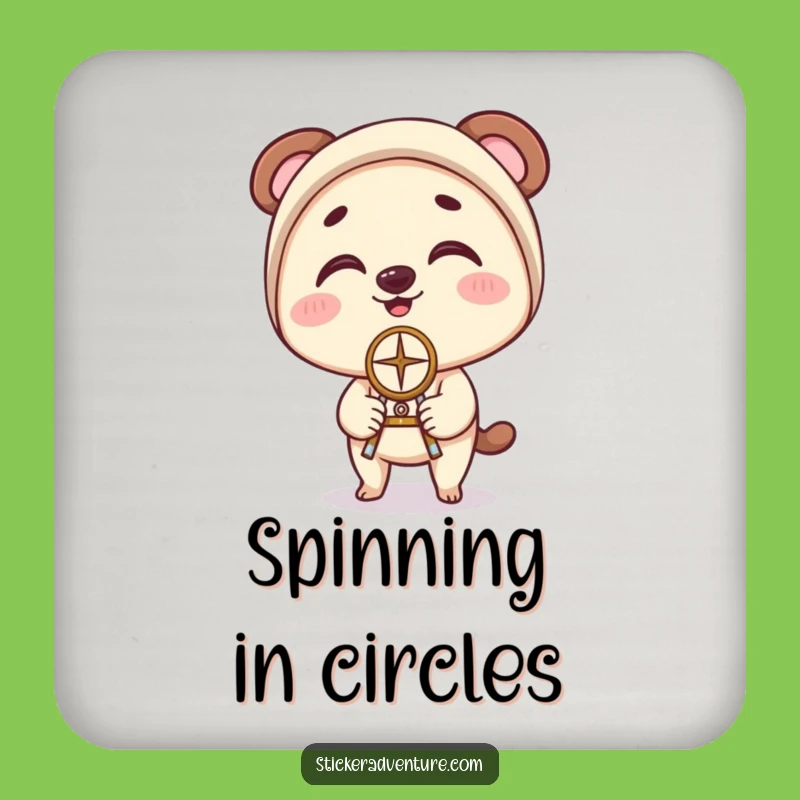 Funny Compass Coaster Set: Clumsy Character's Balancing Act - Humorous Table Gift