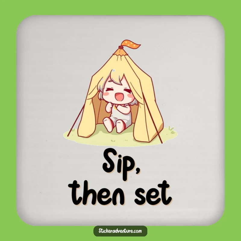 Funny Happy Camper Coasters: Protect Surfaces with Outdoor Charm