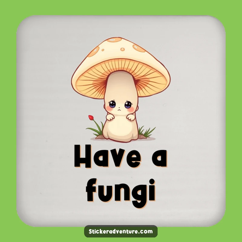 Funny Mushroom Peek Drink Coaster - Whimsical Surface Protector Gift
