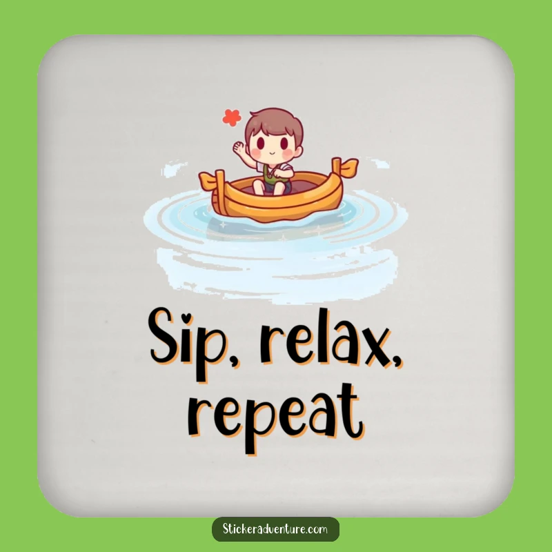Funny Raft Lake Drink Coaster: Cheerful Character Protection Gift