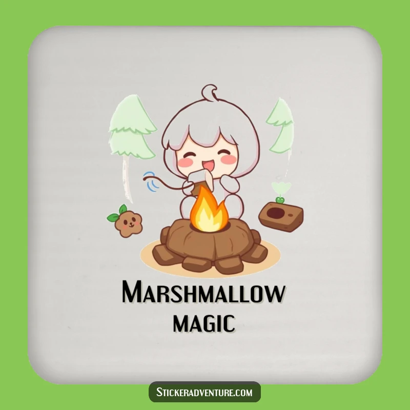 Funny Roasting Marshmallow Coaster: Campfire Charm, a Small Funny Gift
