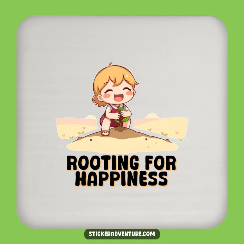 Funny Seedling Planting Coaster: Cute Character's Touch, Perfect Home Funny Gift!