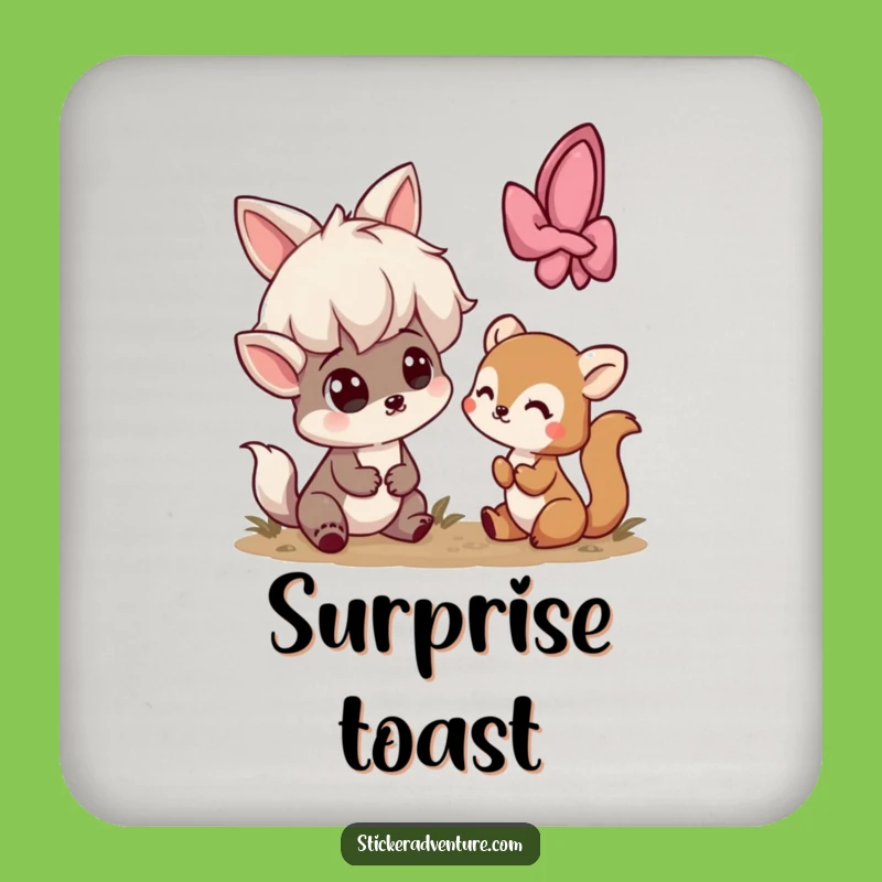 Funny Surprise Encounter Coaster: Playful Character Meets Shy Creature, Protective Funny Gift