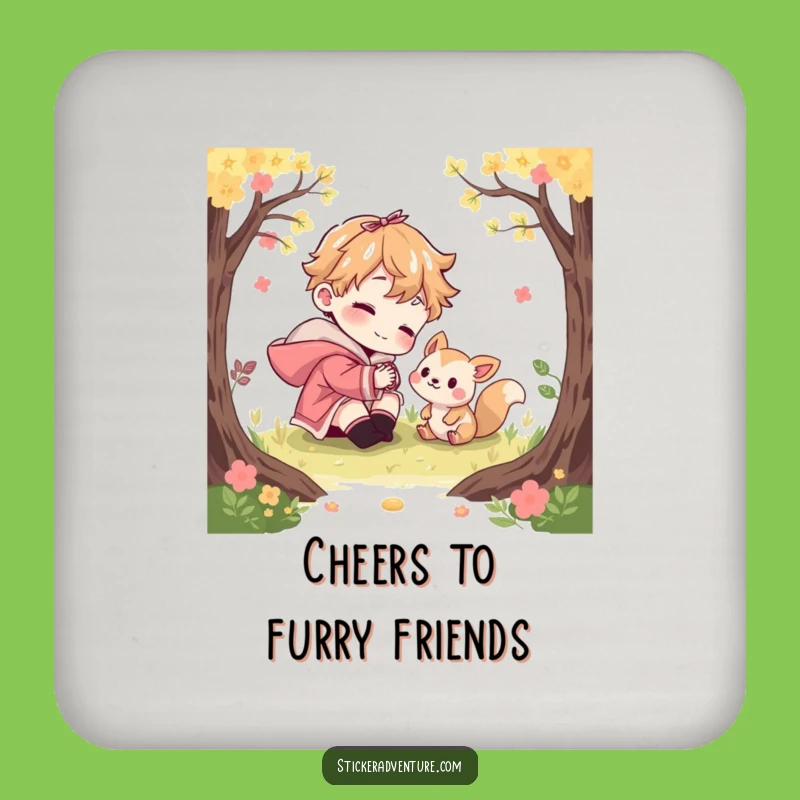 Funny Woodland Creature Drink Coaster: Playful Character Decor Gift