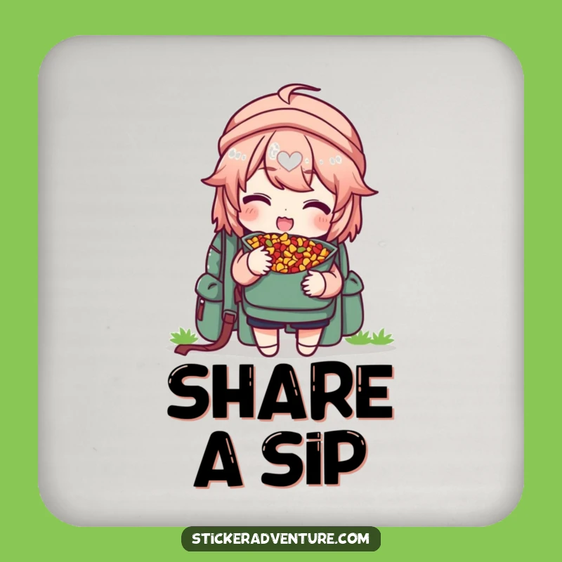 Funny Trail Mix Coaster, Backpack Character Drink Protector, Humorous Home Gift