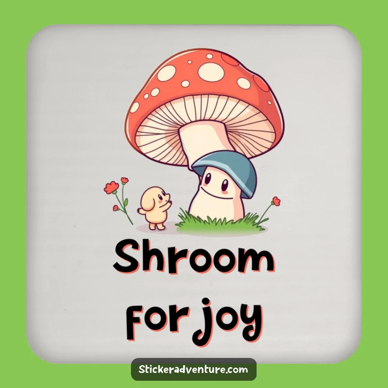 Funny Mushroom Marvel Drink Coaster: Whimsical Character Art, Unique Funny Gift