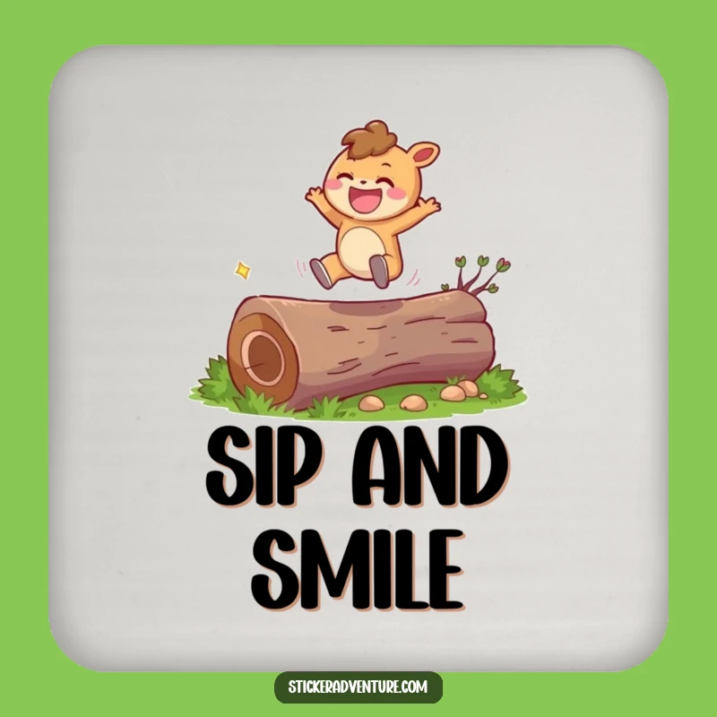 Funny Happy Leaping Character Drink Coaster - Protect Surfaces with Joyful Style