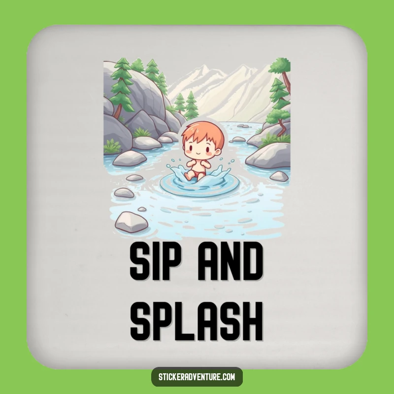 Funny Splashing Figure Coasters: Protect Tables with Charming Nature Art