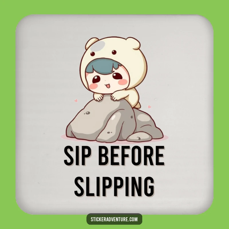 Funny Tripping Kawaii Character Drink Coaster - Protect Surfaces with Adorable Style