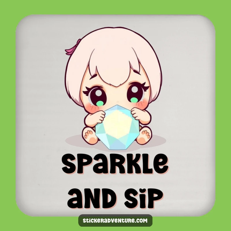Funny Gem Discovery Coaster: Wide-Eyed Character Sparkle, Protective Funny Gift