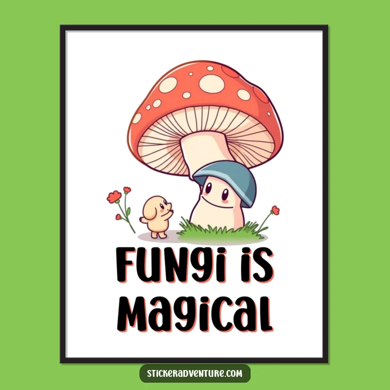 Artistic Funny Mushroom Wonder Poster: Whimsical Character Art, Magical Funny Gift