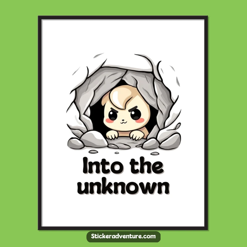 Funny Cave Explorer Poster: Nervous Grin Humorous Art for Adventurers