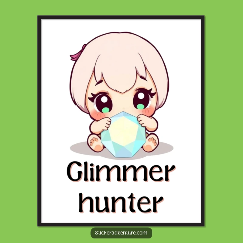 Funny Gem Discovery Poster: Wide-Eyed Character Sparkle, Inspiring Funny Gift