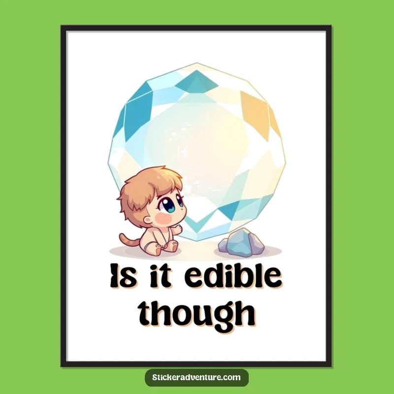 Funny Curious Gemstone Wonder Poster - Mesmerizing Character Art