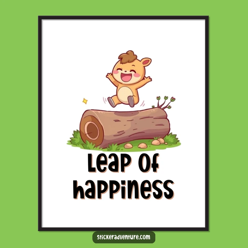 Funny Joyful Leaping Character Poster - Hilarious Wall Art for a Cheerful Space