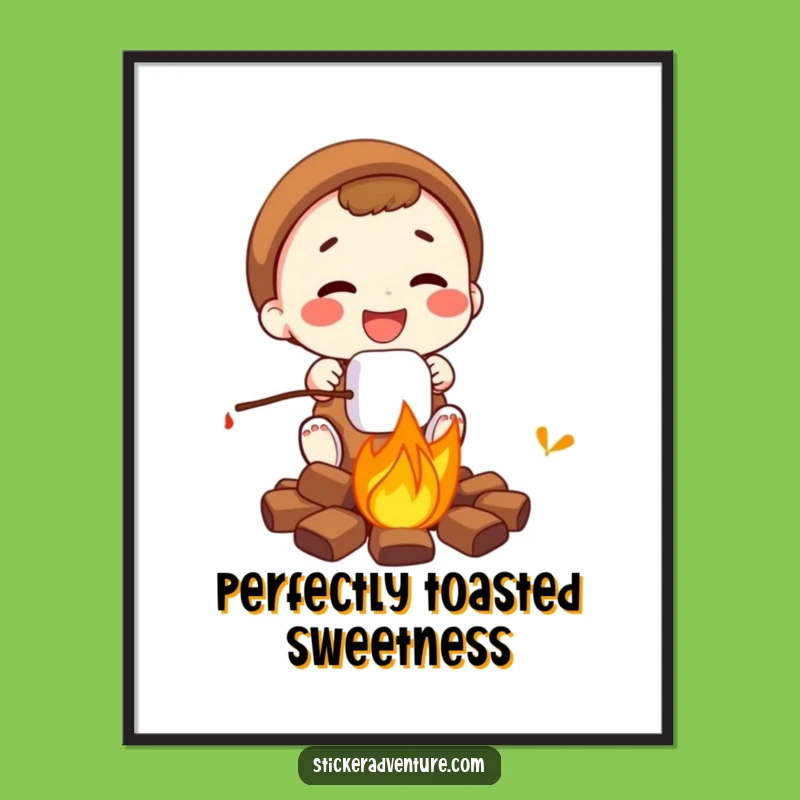 Funny Campfire Marshmallow Poster - Humorous Outdoor Art & Gift